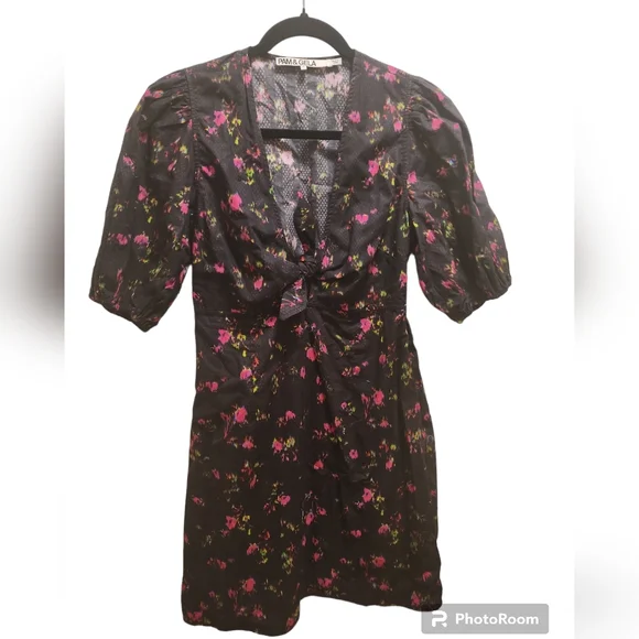 Pam & Gela Neon Ditsy Dress sz Small - Picture 4 of 15